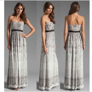 BCBGMAXAZRIA Amber Strapless Gown in Black and White - Size 10